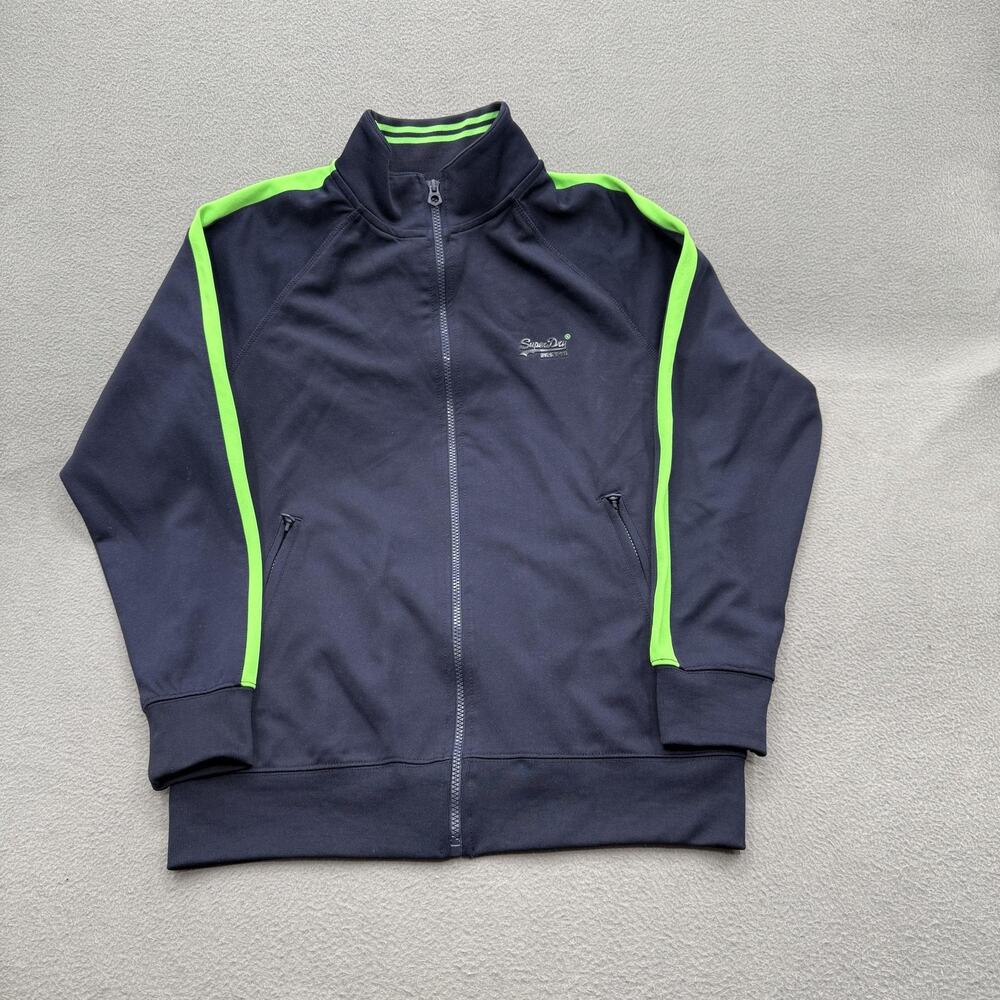Superdry International Jacket Mens Medium Navy Green Track Full Zip Athletic